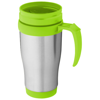 Sanibel insulated mug in silver-and-lime-green