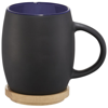 Hearth Ceramic Mug with Wood Lid/Coaster in black-solid-and-blue