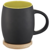 Hearth Ceramic Mug with Wood Lid/Coaster in black-solid-and-lime