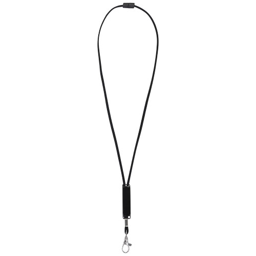 Landa lanyard with adjustable patch in black-solid