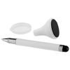 Bullet stylus ballpoint pen and screen cleaner in white-solid