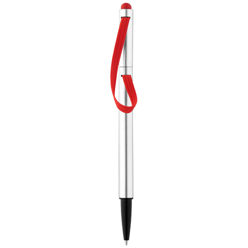 Stretch ballpoint pen in silver-and-red