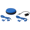 Sound off earbuds and splitter with case in blue