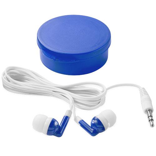 Versa earbuds in transparent-blue-and-white-solid