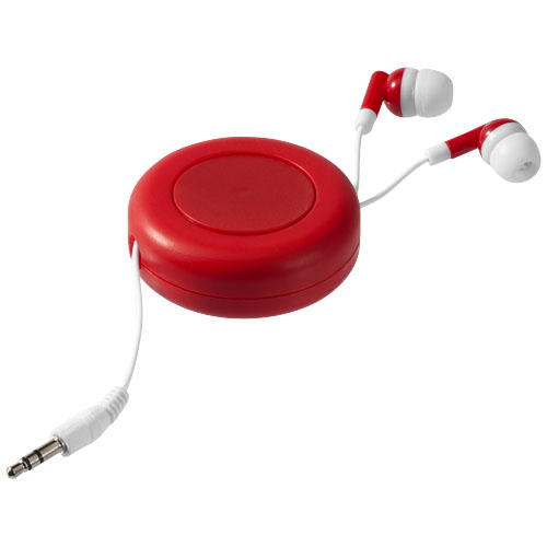 Reely retractable earbuds in red-and-white-solid