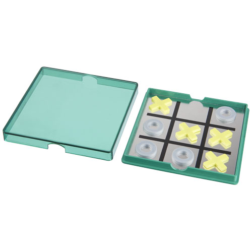 Winnit magnetic tic tac toe game in green-and-transparent