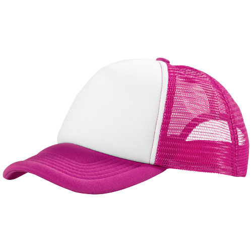 Trucker 5 panel cap in pink-and-white-solid