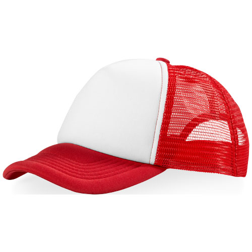Trucker 5 panel cap in red-and-white-solid