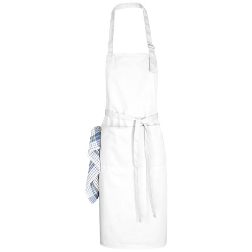 Zora adjustable apron in white-solid