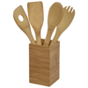 Baylow 4-piece kitchen utensil set with holder in wood