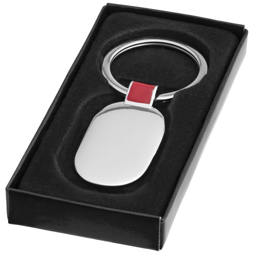 Barto key chain in silver-and-red