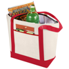 Lighthouse non woven cooler tote in natural-and-red