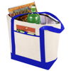 Lighthouse non woven cooler tote in natural-and-royal-blue