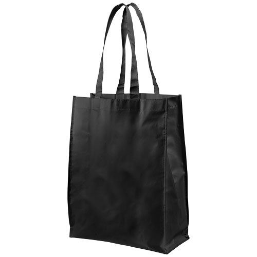 Conessa Mid-Size Laminated Shopper Tote in black-solid