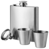 Texas hip flask with cups in silver