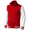 Varsity sweat jacket in red-and-off-white