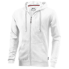 Open full zip hooded sweater in white-solid