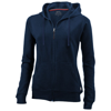 Open full zip hooded ladies sweater in navy