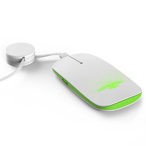 Pokket 2 Wired Mouse with Led-Logo in green