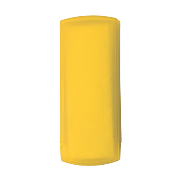 Plastic case with five plasters in yellow