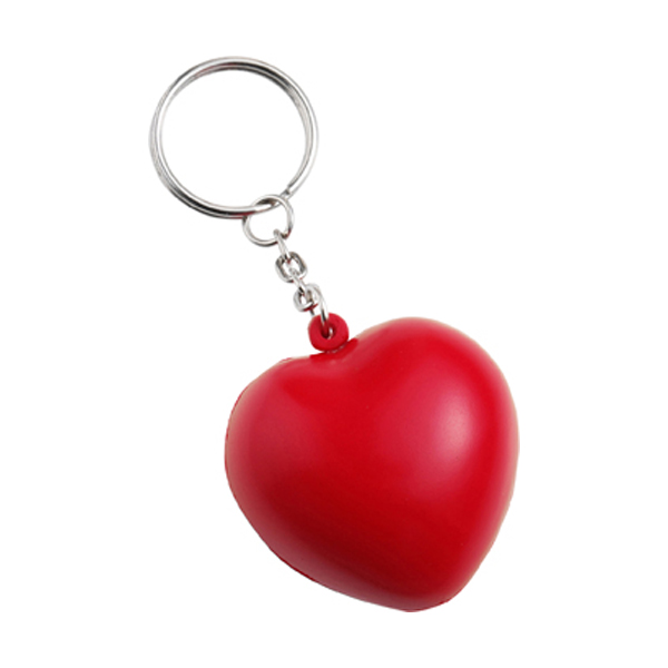 Anti stress heart and key holder in red