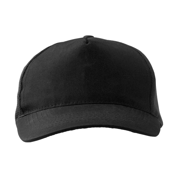 Polyester cap with five panels. in black