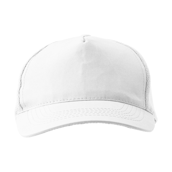 Polyester cap with five panels. in white