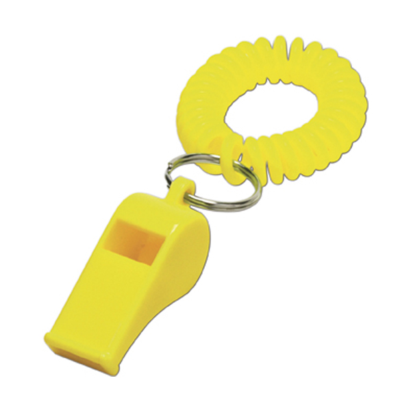 Whistle with wrist cord in yellow