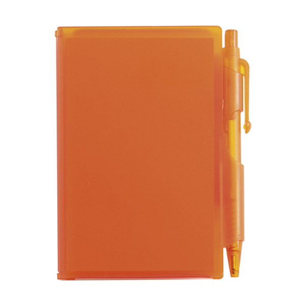 Notebook with pen in orange