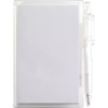 Notebook with pen in white