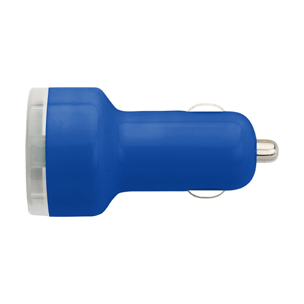 Plastic car power adapter. in cobalt-blue