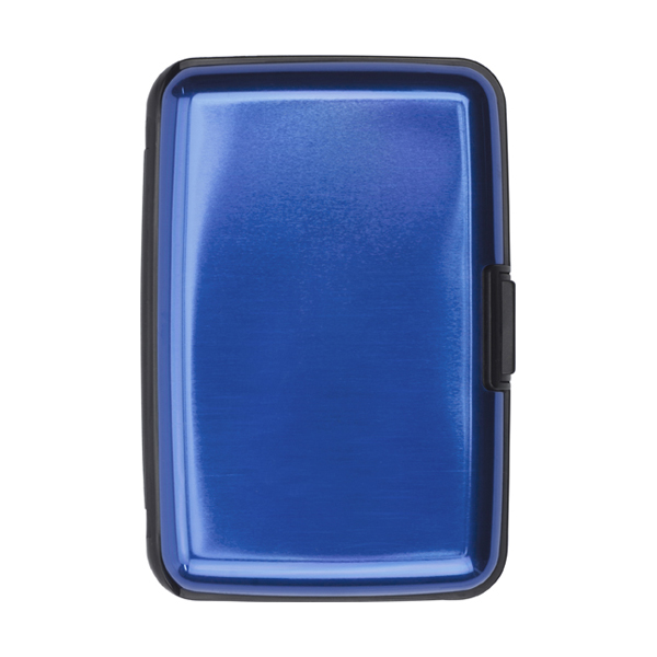 Aluminium and plastic credit/business card case in cobalt-blue
