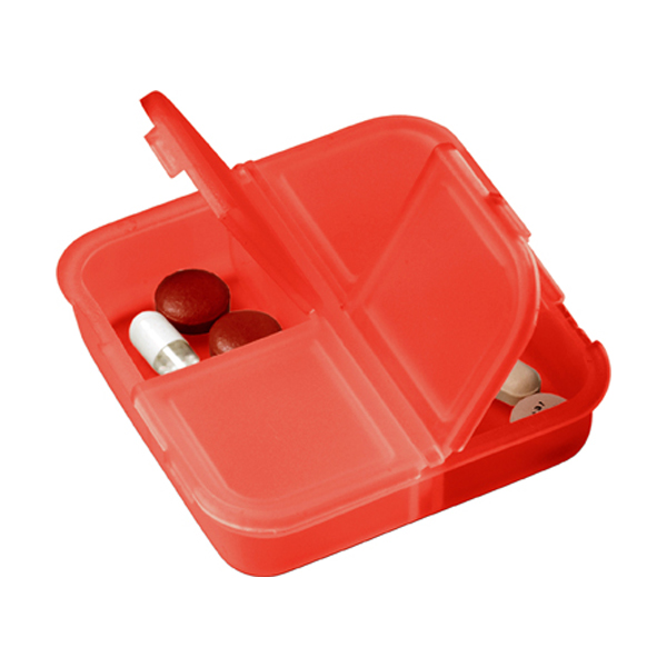 Plastic pill box in red