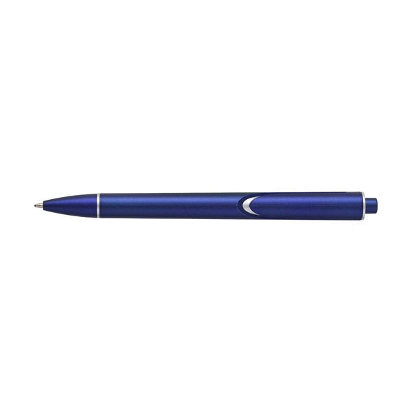 Plastic ballpen with metallic effect coloured barrel. black ink. in blue