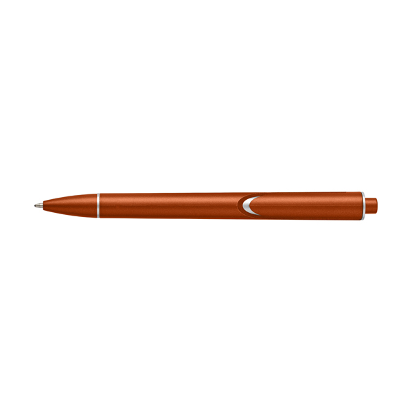 Plastic ballpen with metallic effect coloured barrel. black ink. in orange