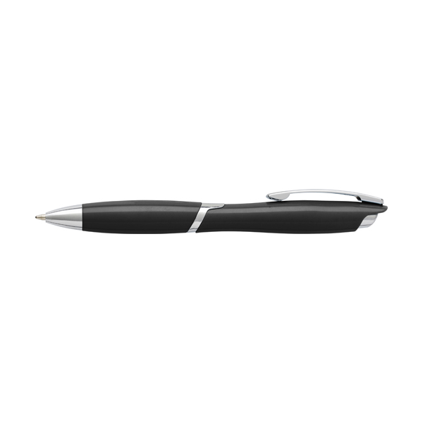 Plastic ballpen with metal clip, blue ink.   in black