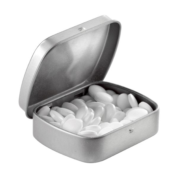 Tin case with mints in silver