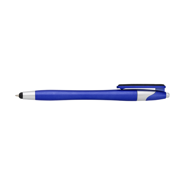 Plastic ballpen with rubber tip and blue ink. in blue