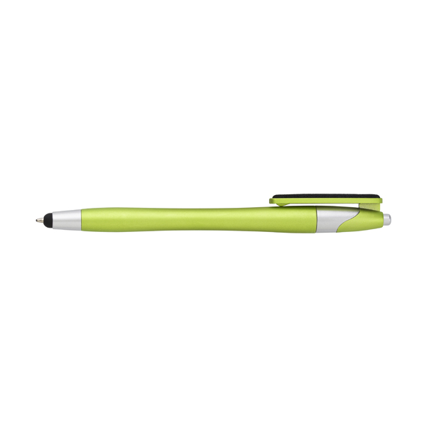 Plastic ballpen with rubber tip and blue ink. in lime