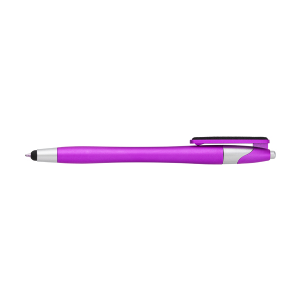 Plastic ballpen with rubber tip and blue ink. in pink