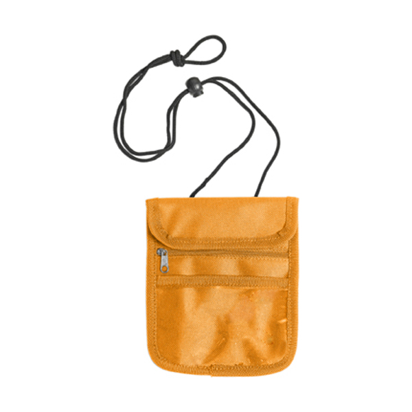 Travel wallet and neck cord in orange