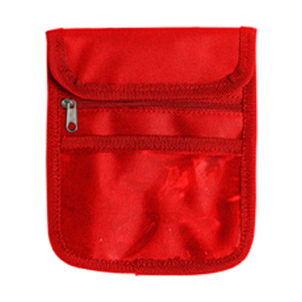 Travel wallet and neck cord in red