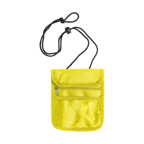 Travel wallet and neck cord in yellow