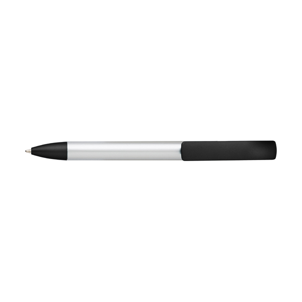 Plastic push cap ballpen with black ink. in black