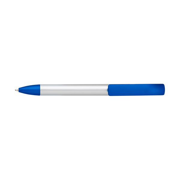 Plastic push cap ballpen with black ink. in blue