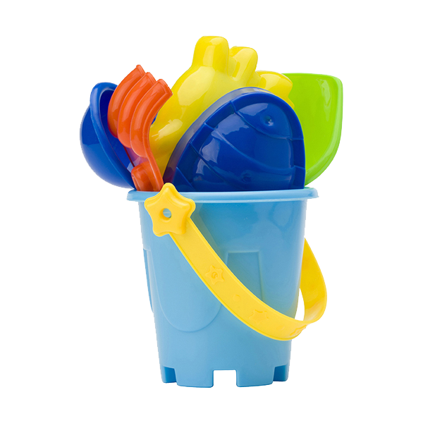 Mini beach bucket in four colours. in multicoloured