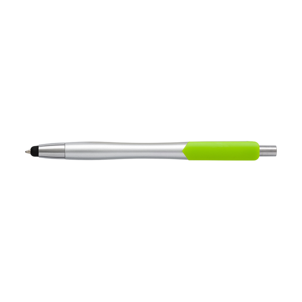 Plastic ballpen with a rubber tip and black ink. in lime