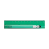 Plastic translucent 12cm ruler with pen, blue ink.  in green