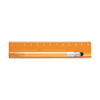 Plastic translucent 12cm ruler with pen, blue ink.  in orange