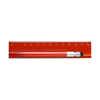 Plastic translucent 12cm ruler with pen, blue ink.  in red